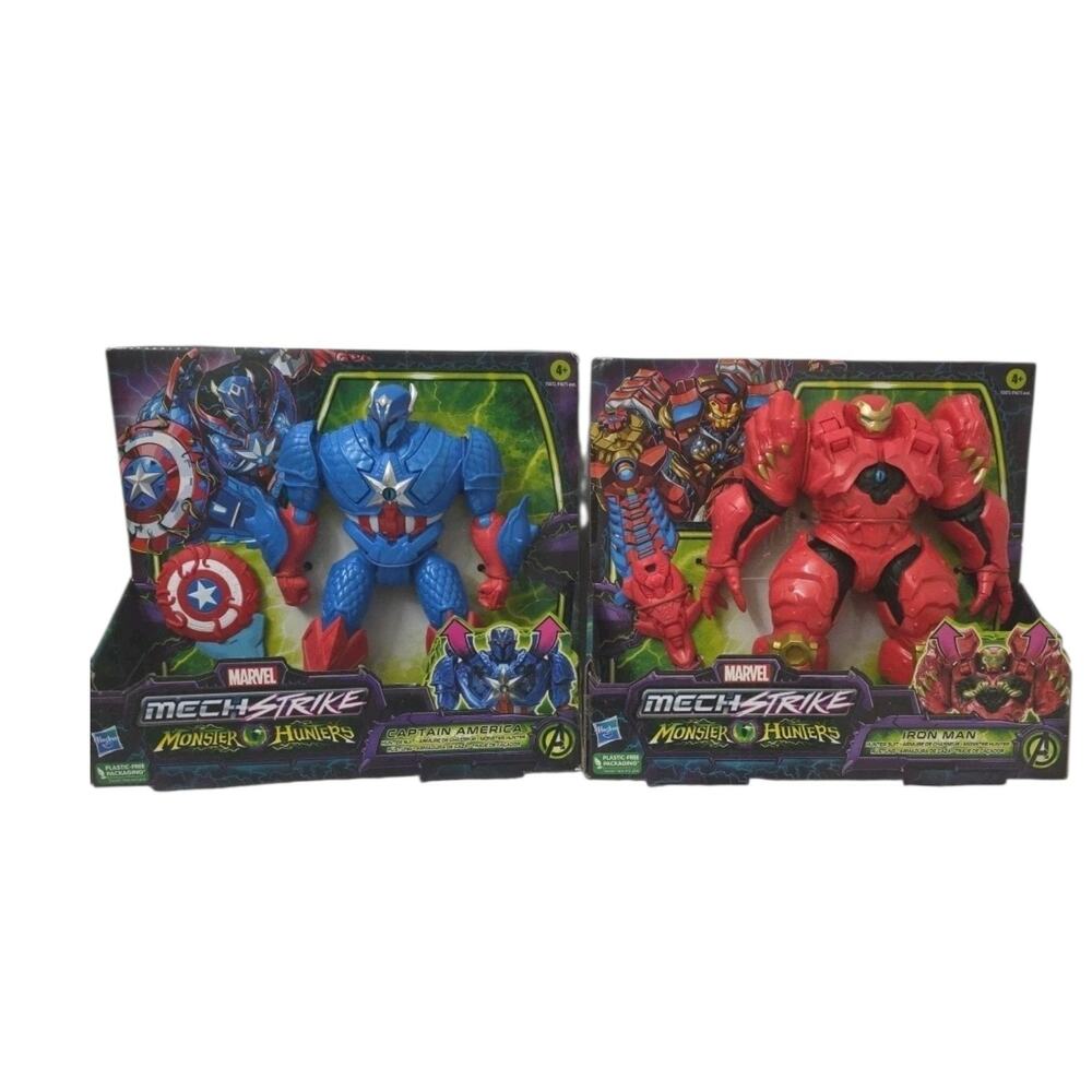 Marvel Mech Strike Monster Hunters Captain America Iron Man Figures Lot Hasbro